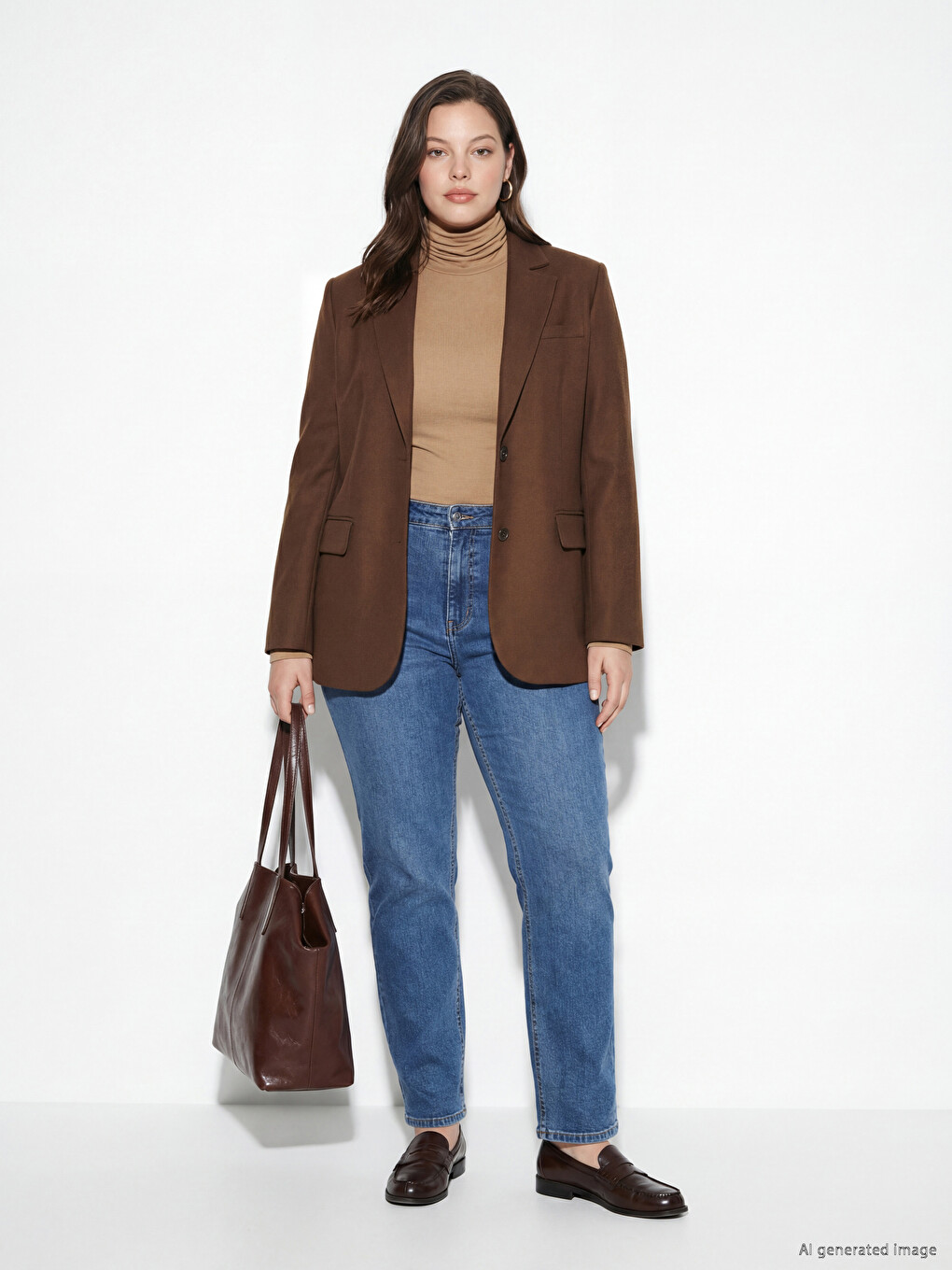 İndigo Yüksek Bel Slim Fit Kadın Jean Pantolon-1