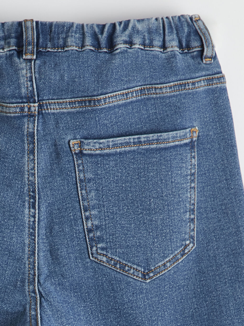 İndigo Beli Lastikli Slim Mom Kadın Jean Pantolon-5