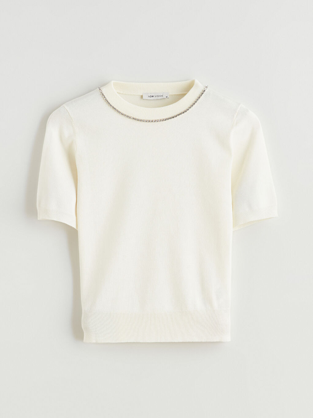 Women's Jewel-Embellished Crew Neck Knit Sweater-4