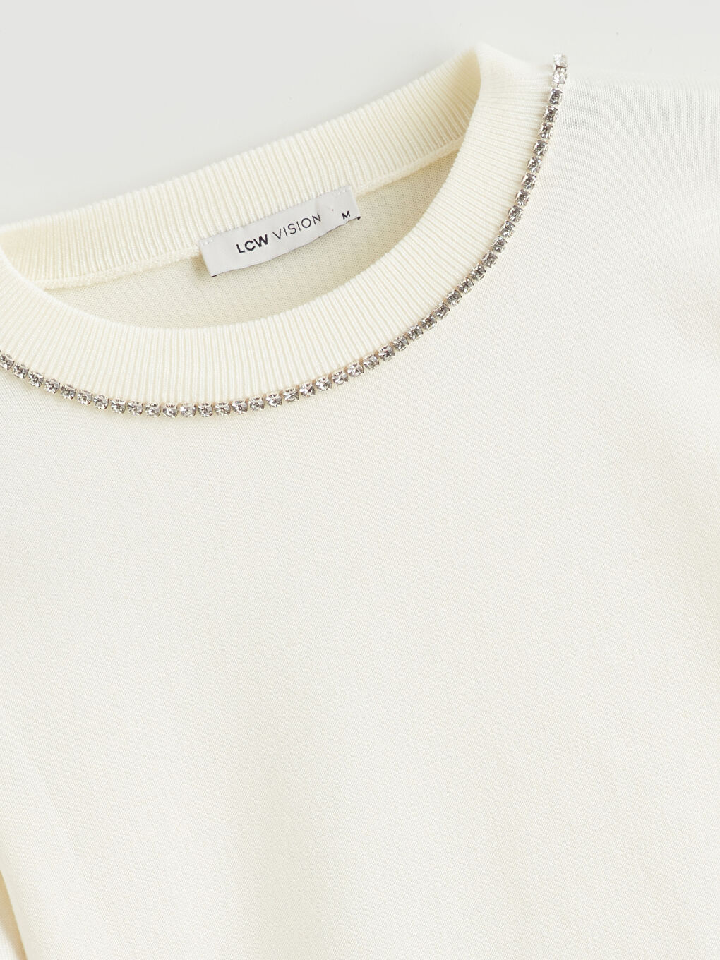 Women's Jewel-Embellished Crew Neck Knit Sweater-5