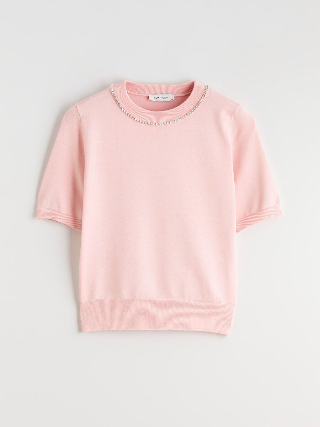 Crew Neck Embellished Knit Sweater-4