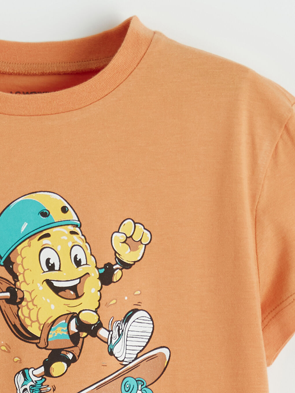 Turuncu Bisiklet Yaka Baskılı Erkek Çocuk Tişört-1