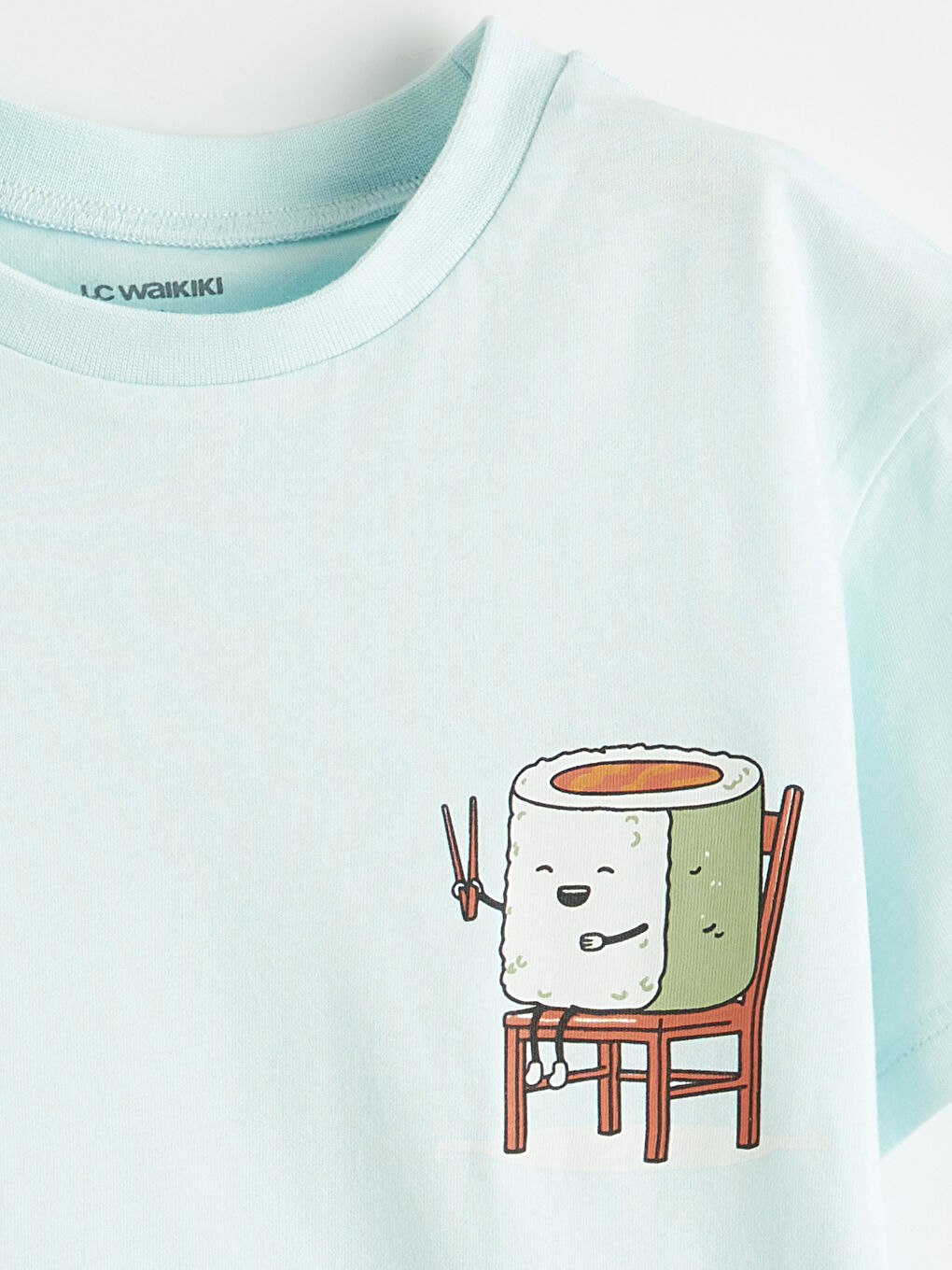 Mavi Bisiklet Yaka Baskılı Erkek Çocuk Tişört-1