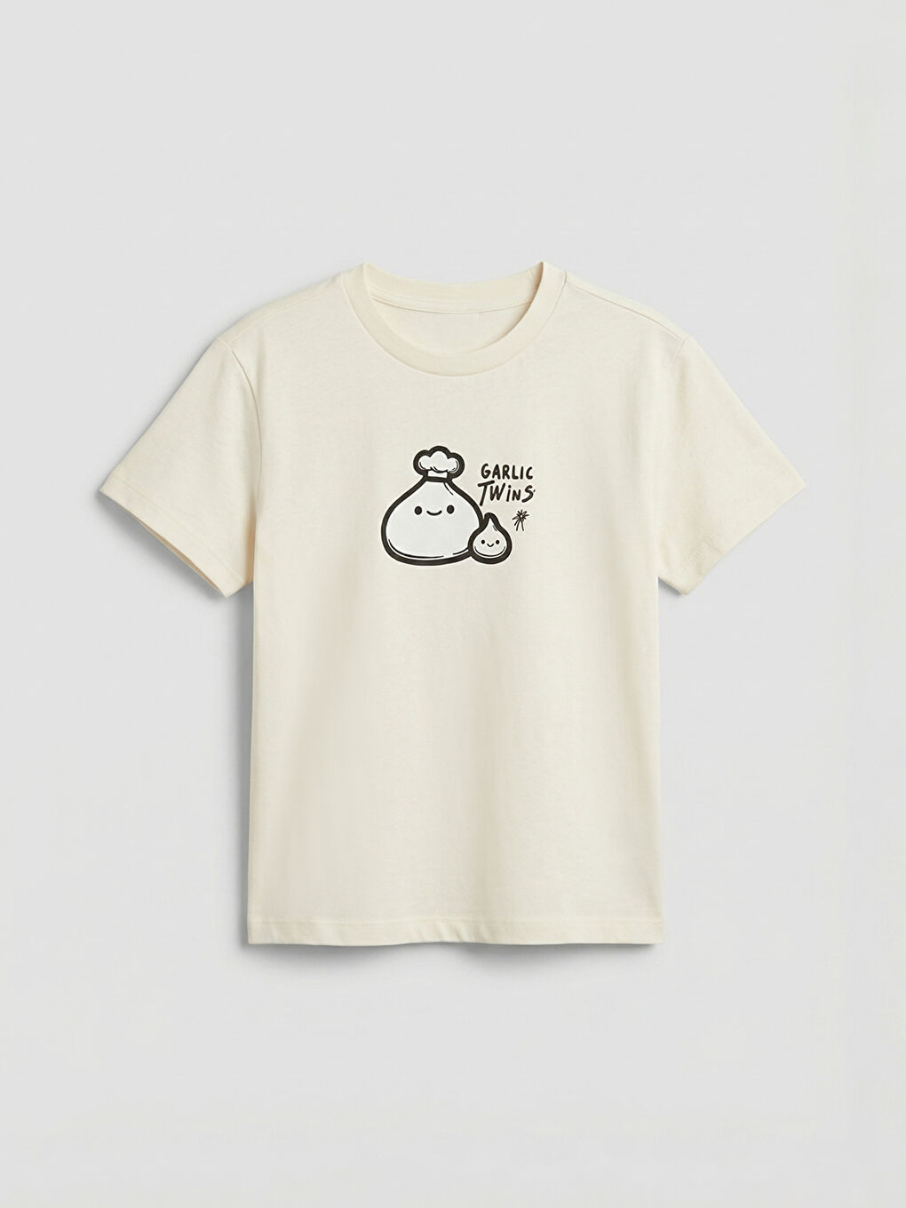 Ekru Bisiklet Yaka Baskılı Erkek Çocuk Tişört