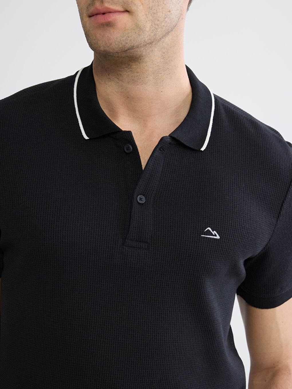 Siyah Polo Yaka Erkek Tişört-2