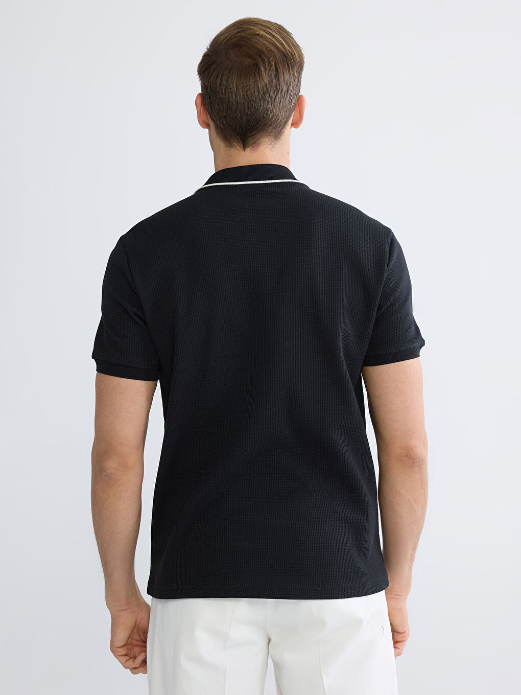 Siyah Polo Yaka Erkek Tişört-3