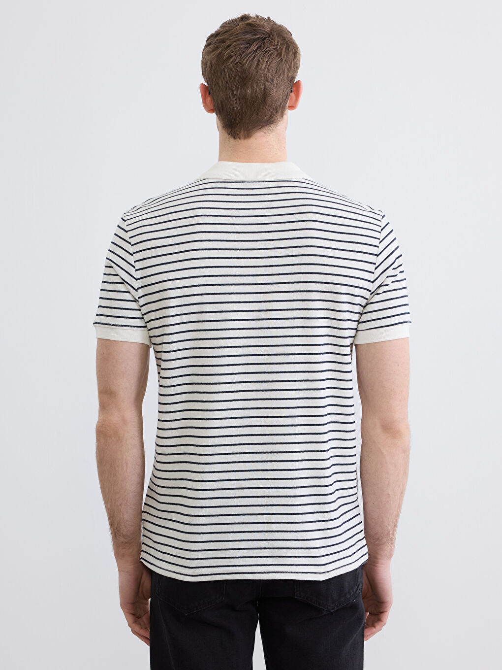 Yeşil Polo Yaka Çizgili Erkek Tişört-3