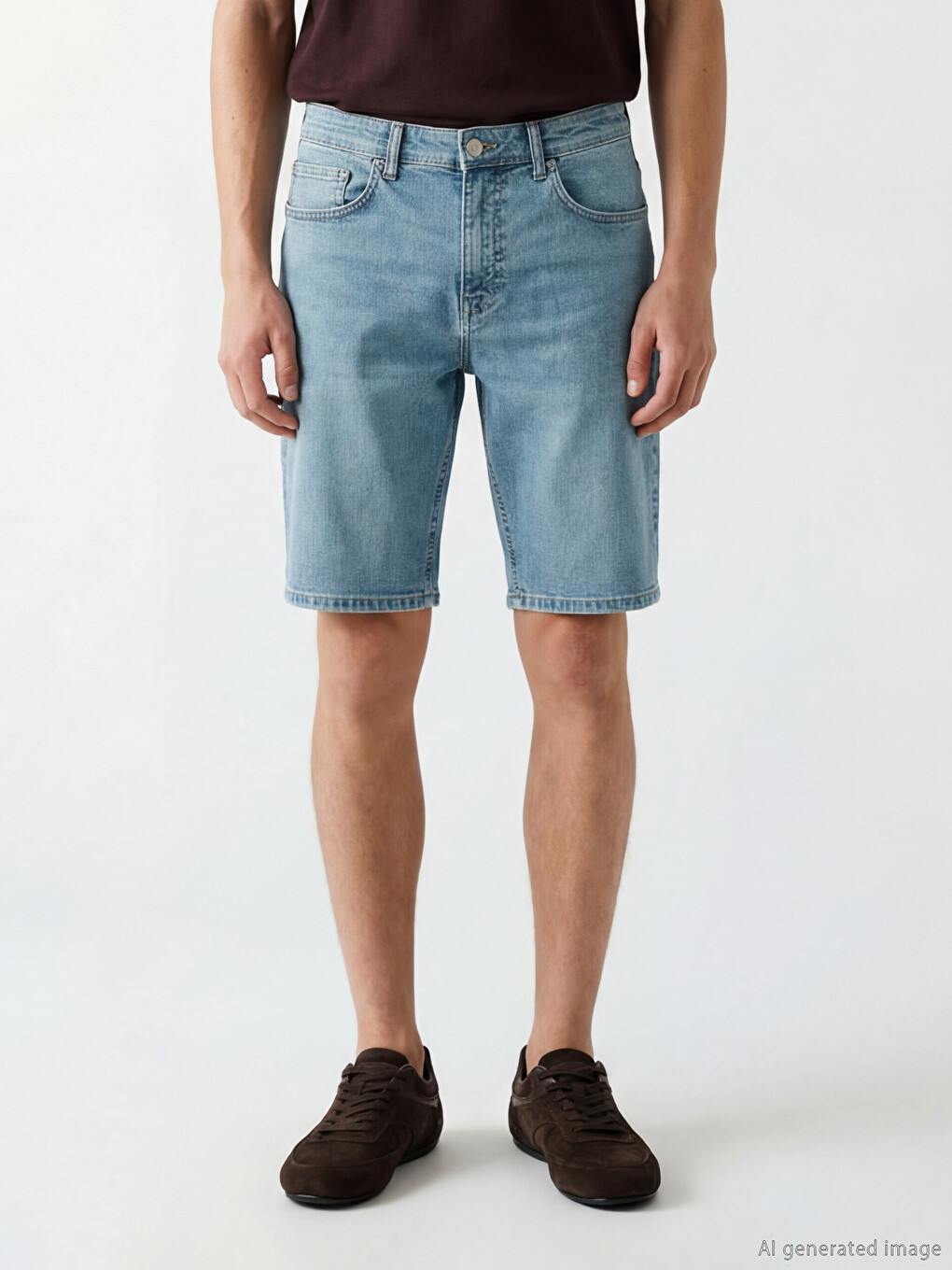 Süper Skinny Fit Erkek Jean Şort-1