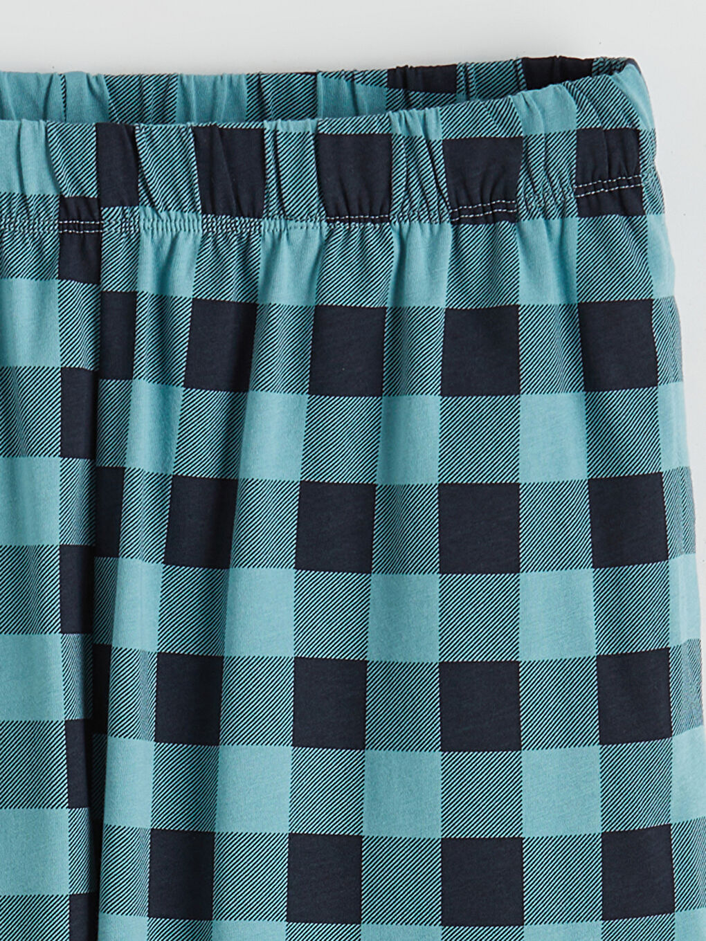 Turkuaz Standart Kalıp Ekose Pijama Alt Şort-5