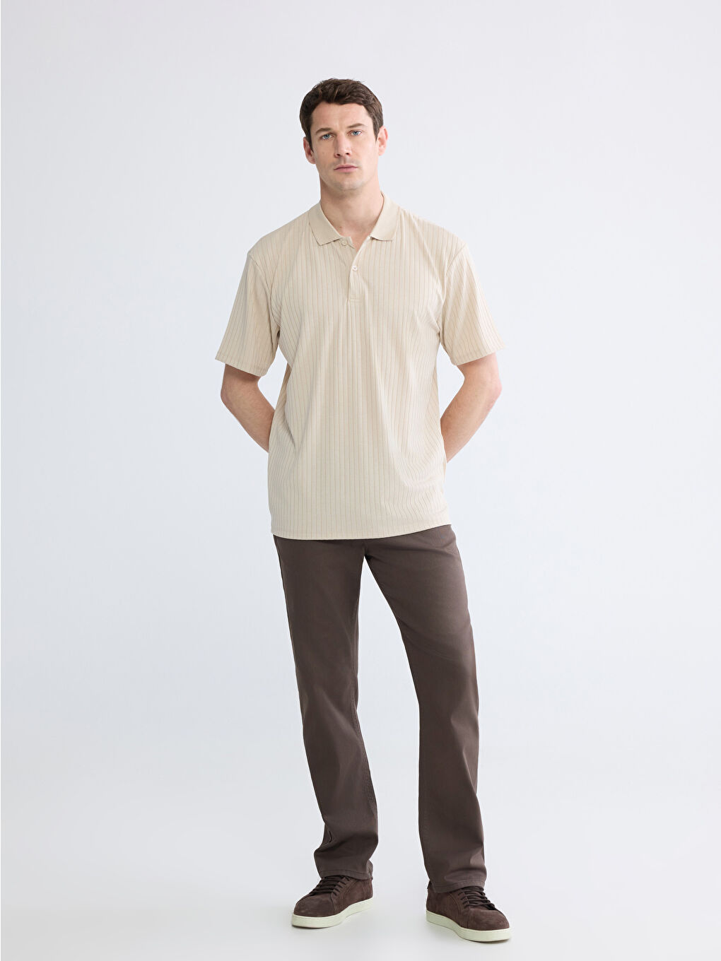 Bej Polo Yaka Erkek Tişört-1