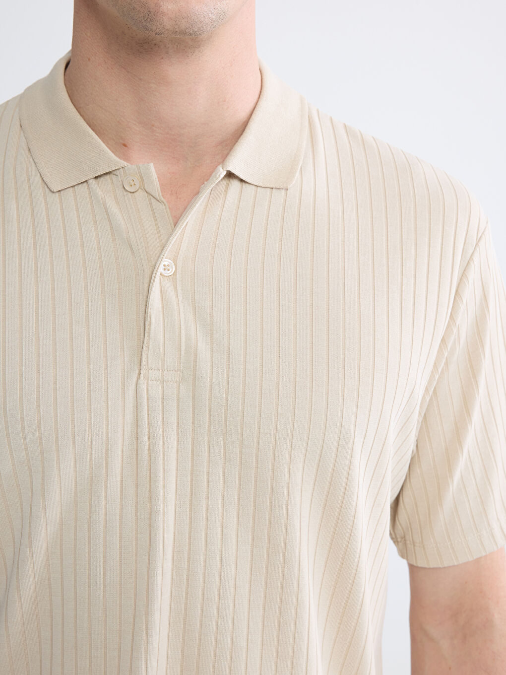 Bej Polo Yaka Erkek Tişört-2