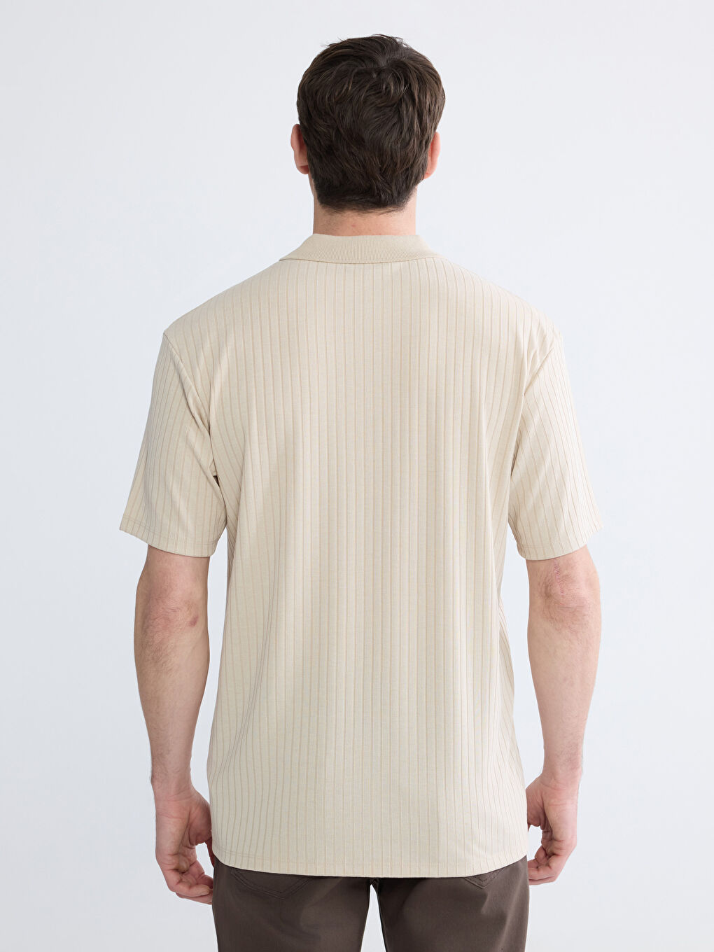 Bej Polo Yaka Erkek Tişört-3