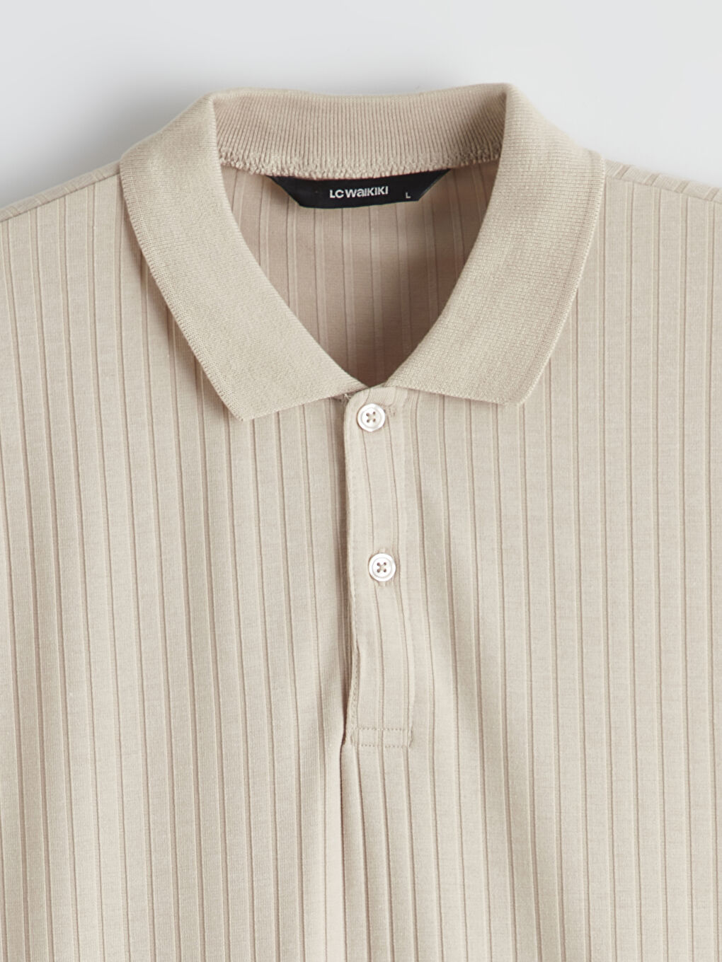 Bej Polo Yaka Erkek Tişört-5