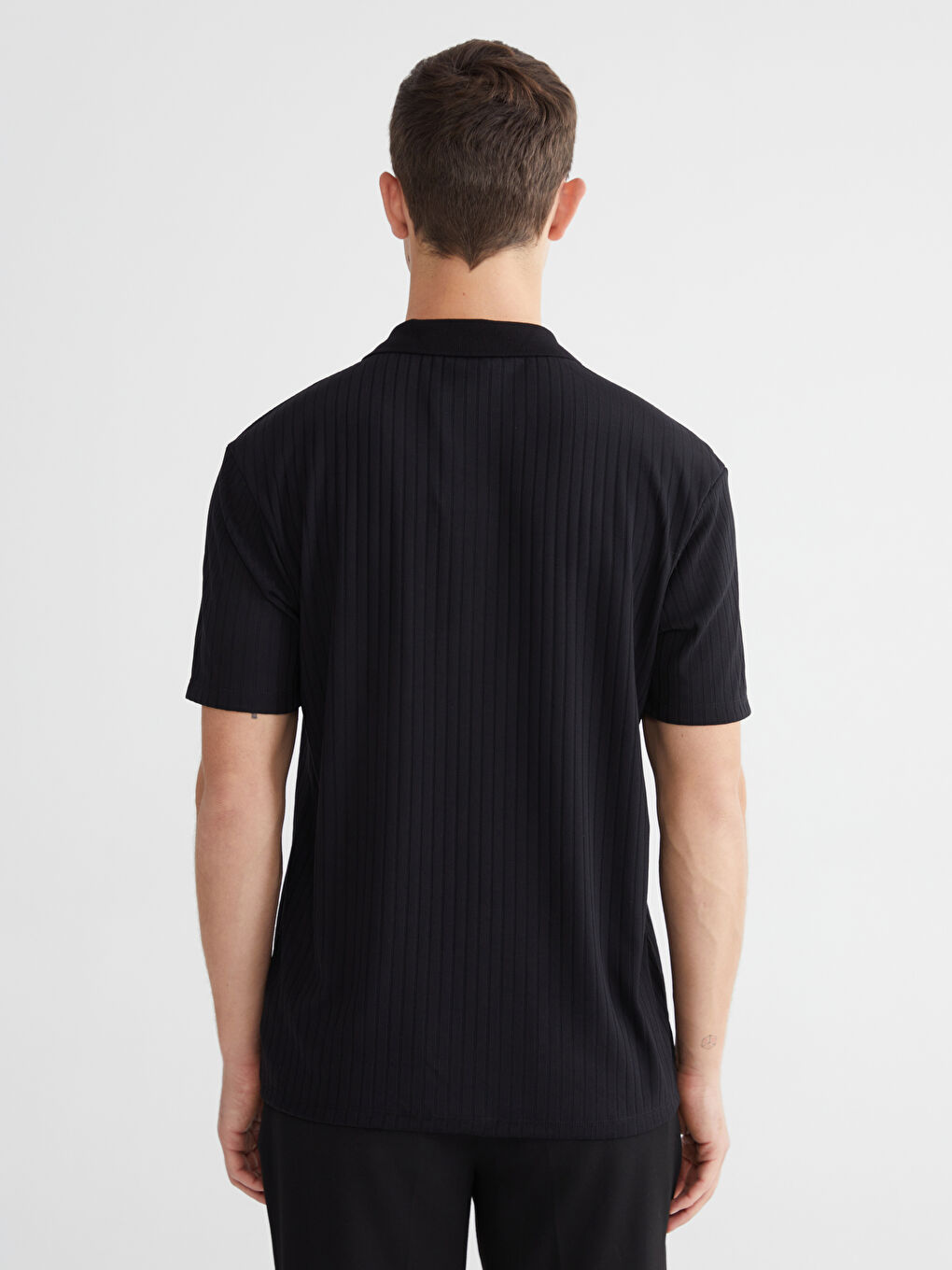 Siyah Polo Yaka Erkek Tişört-3