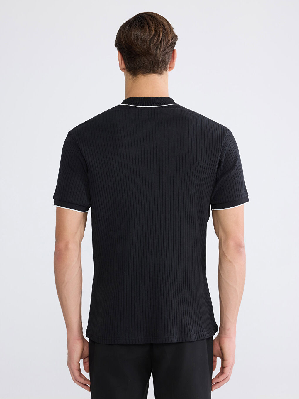 Siyah Polo Yaka Erkek Tişört-3