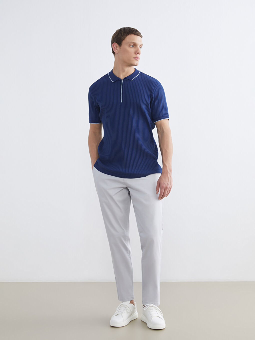 Lacivert Polo Yaka Erkek Tişört-1