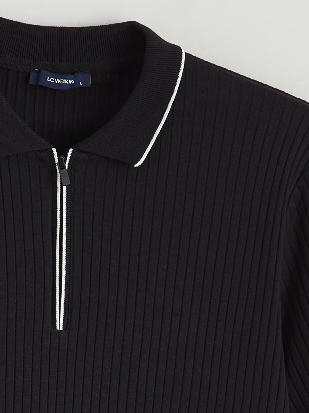 Siyah Polo Yaka Erkek Tişört-5