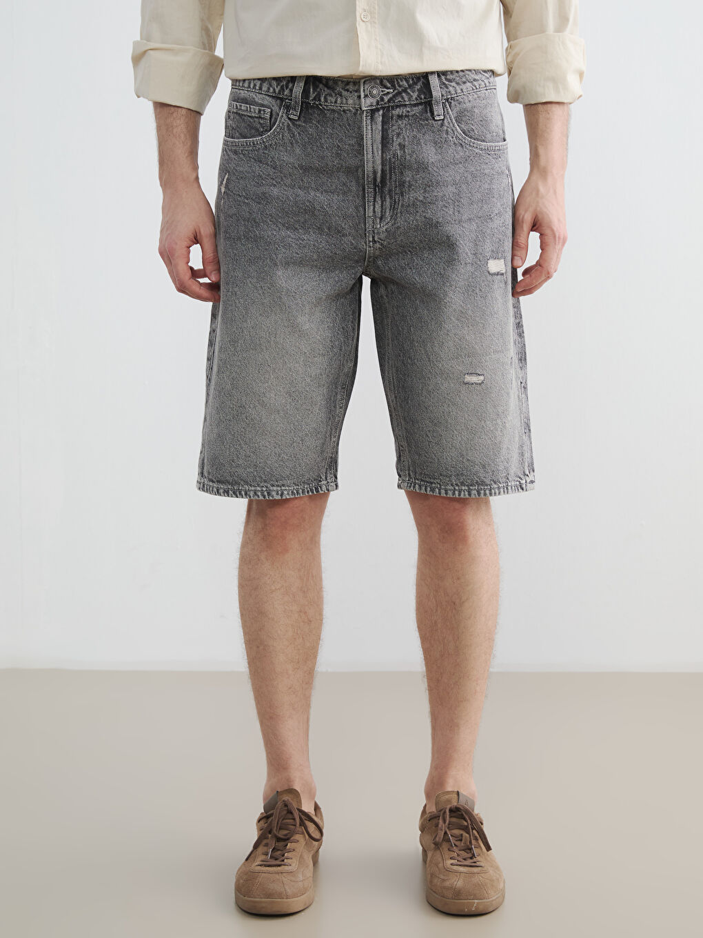Man GREY Denim Shorts-1