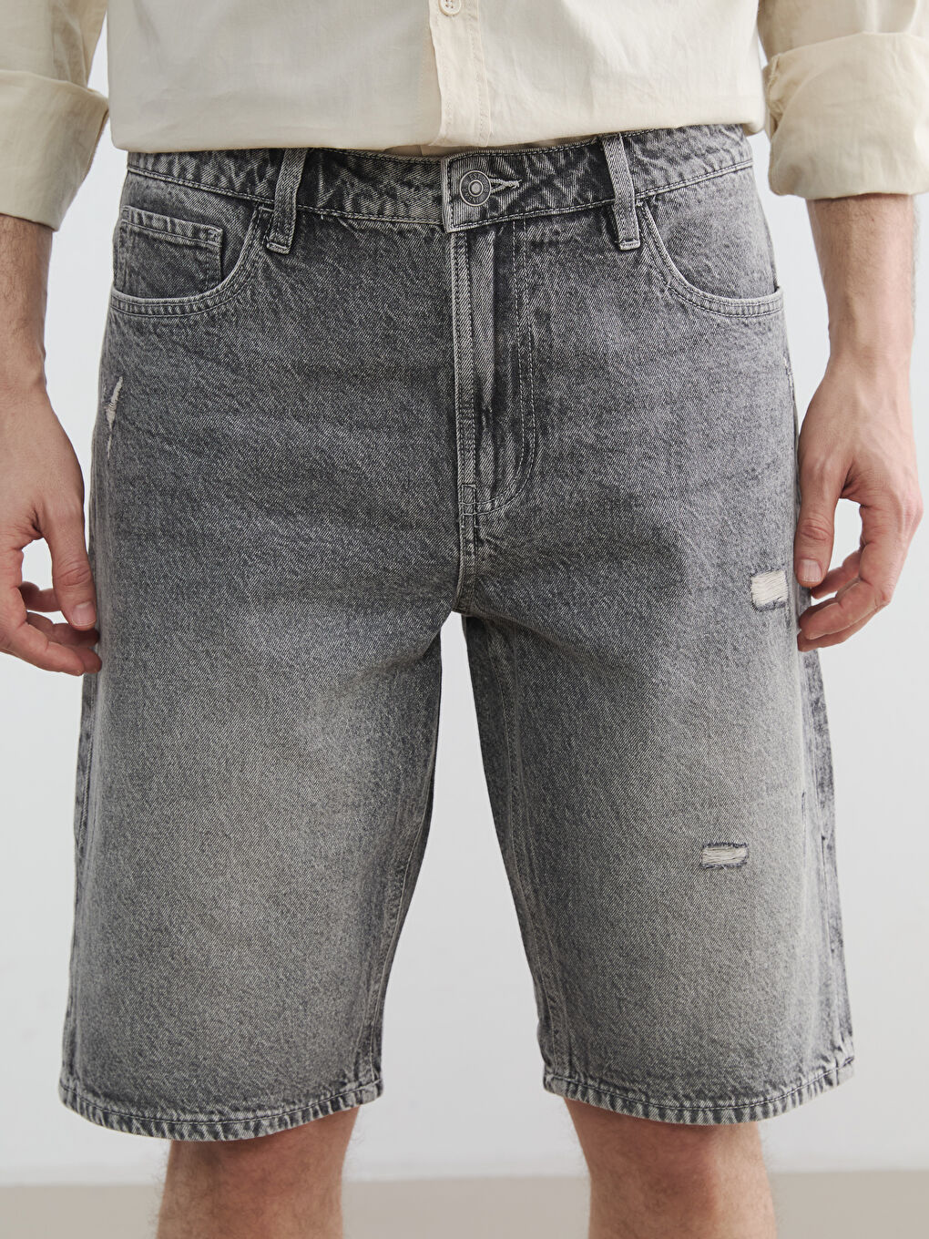 Man GREY Denim Shorts-2