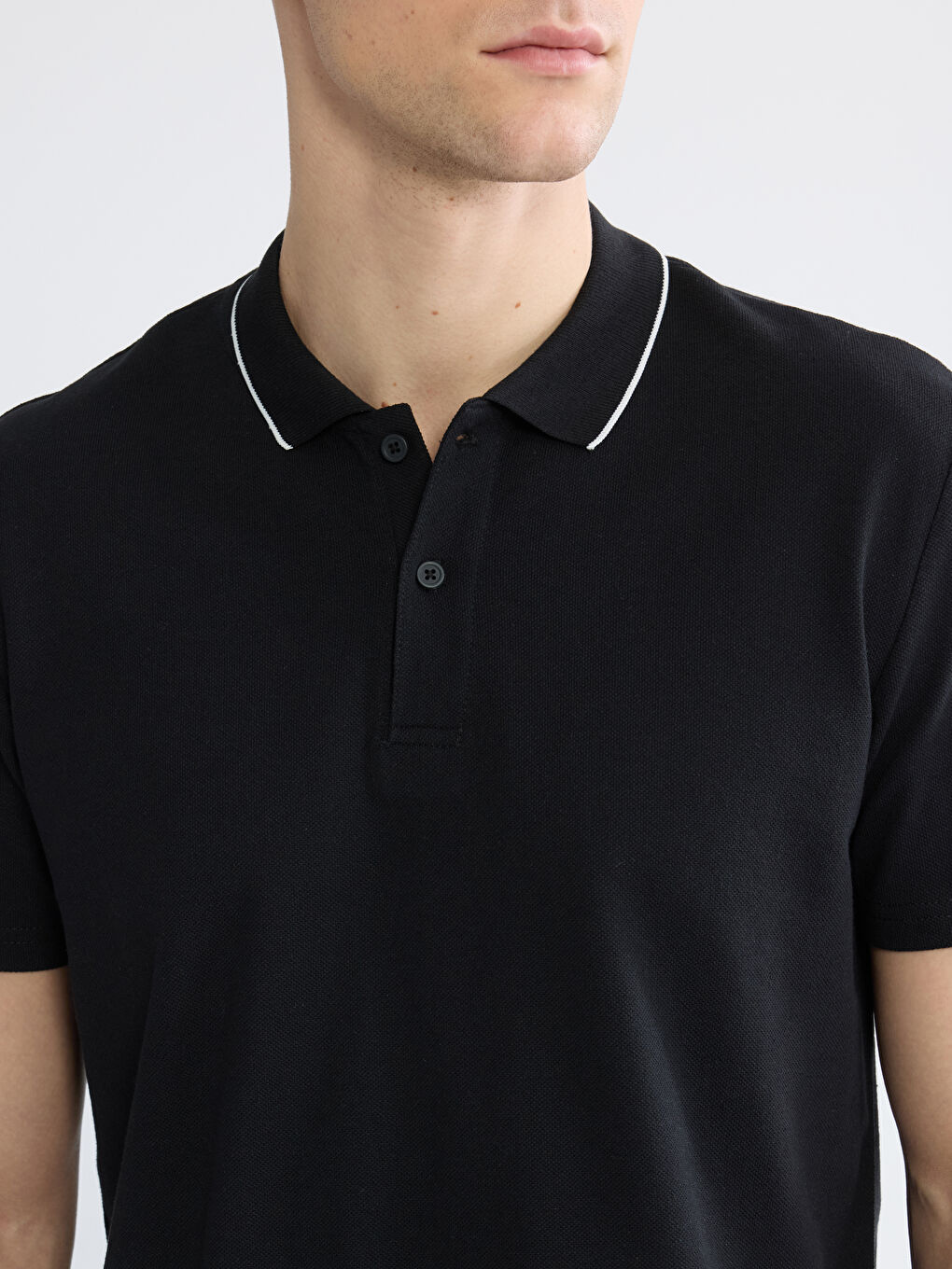 Siyah Polo Yaka Pike Erkek Tişört-2