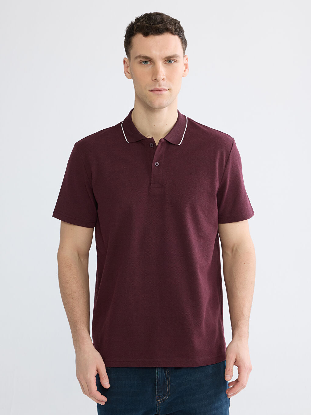 Bordo Polo Yaka Pike Erkek Tişört