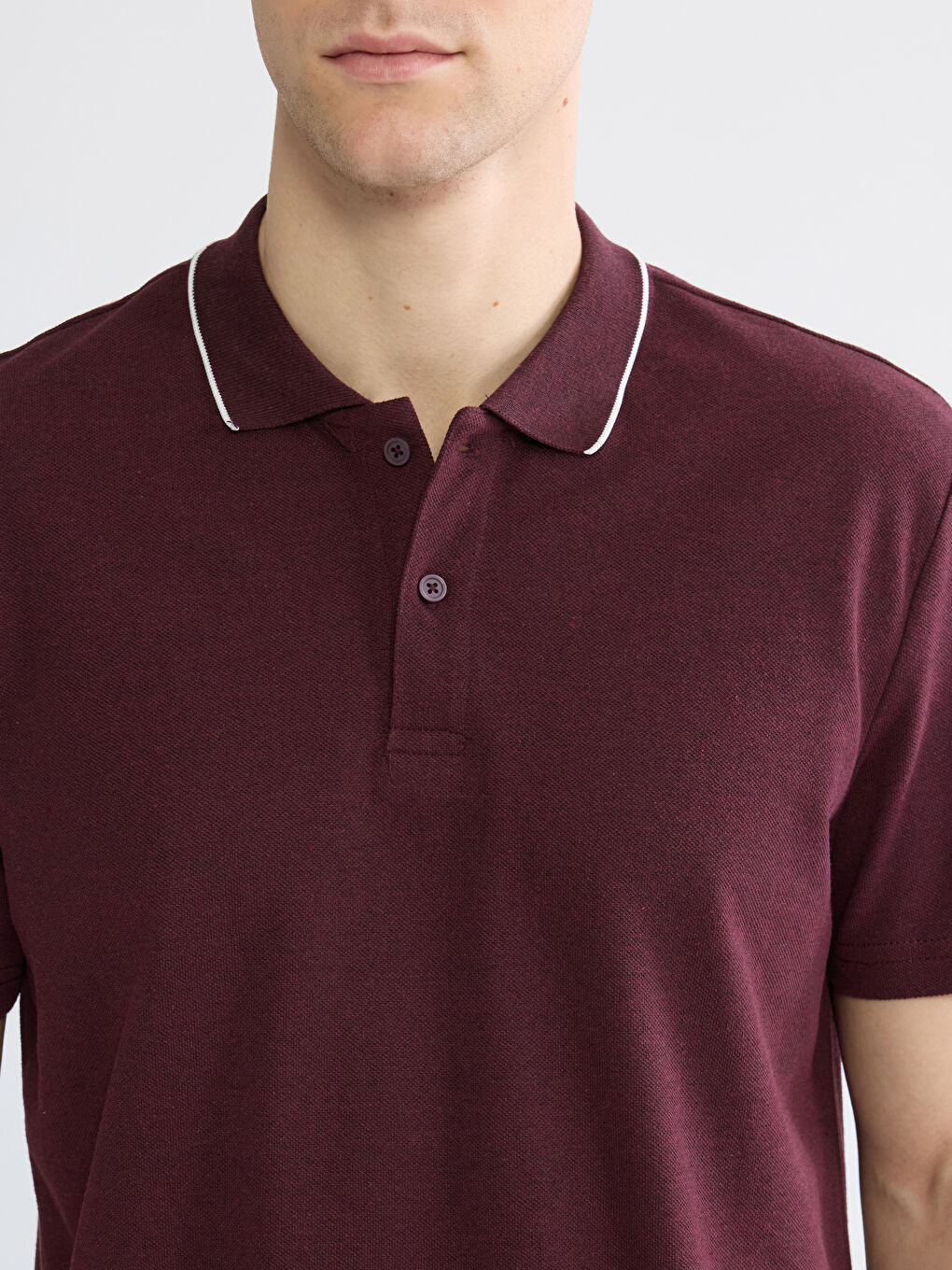 Bordo Polo Yaka Pike Erkek Tişört-2