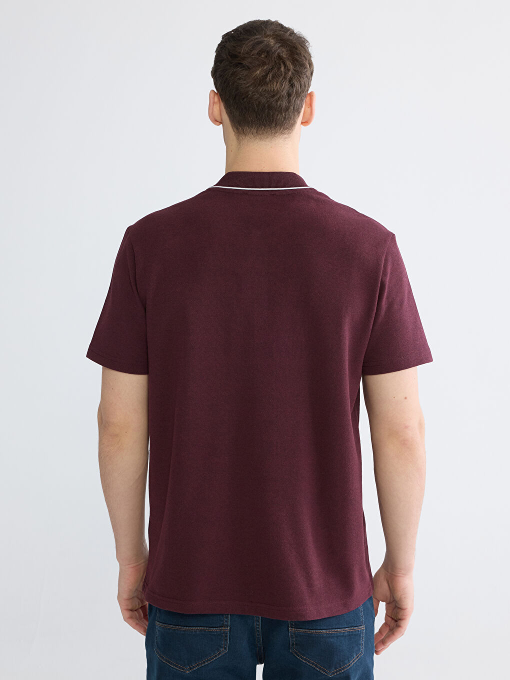 Bordo Polo Yaka Pike Erkek Tişört-3