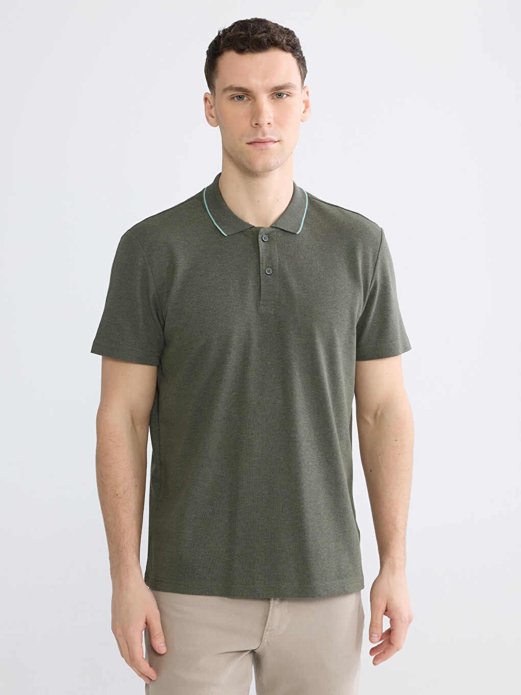 Haki Polo Yaka Pike Erkek Tişört