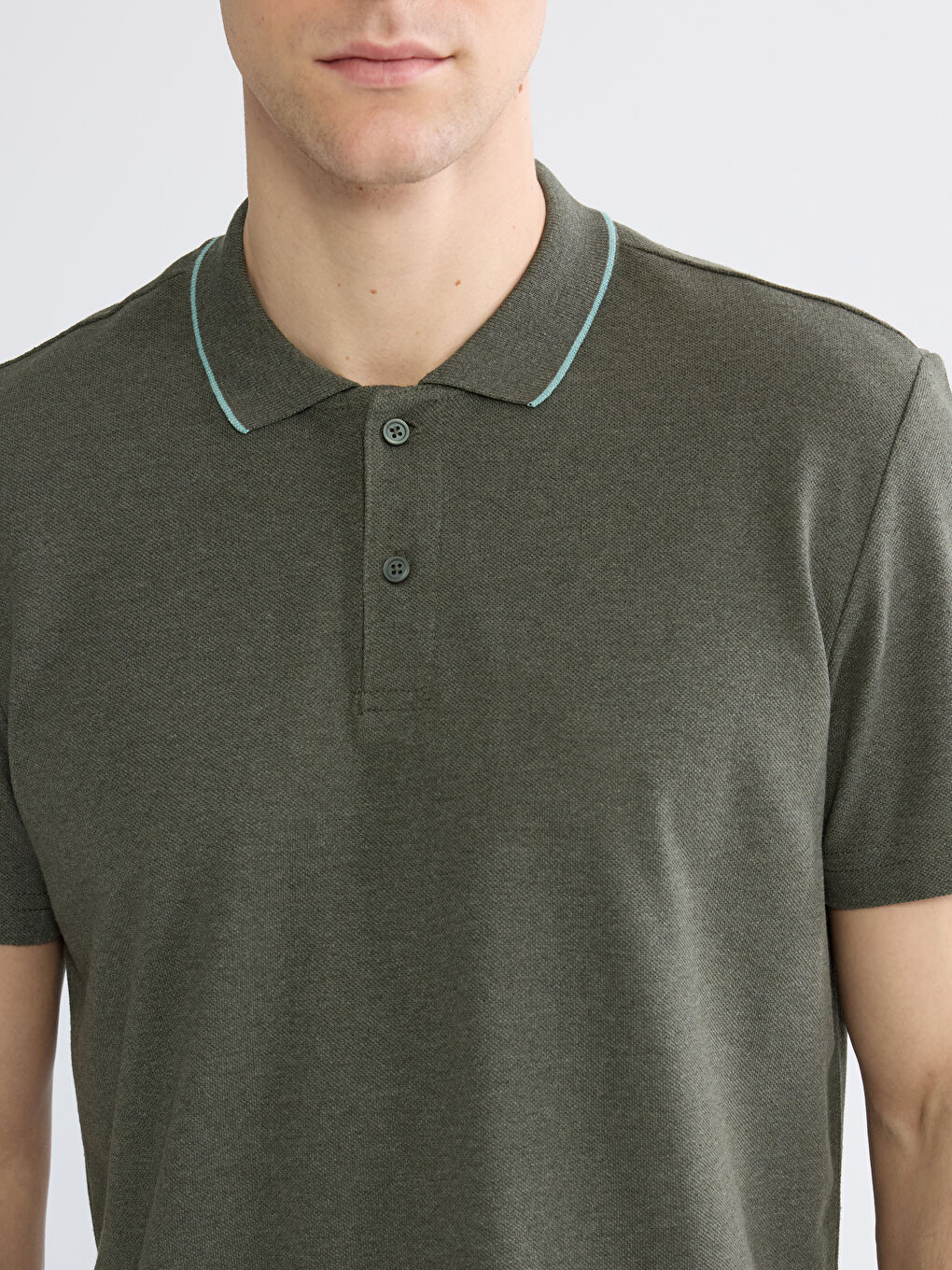 Haki Polo Yaka Pike Erkek Tişört-2