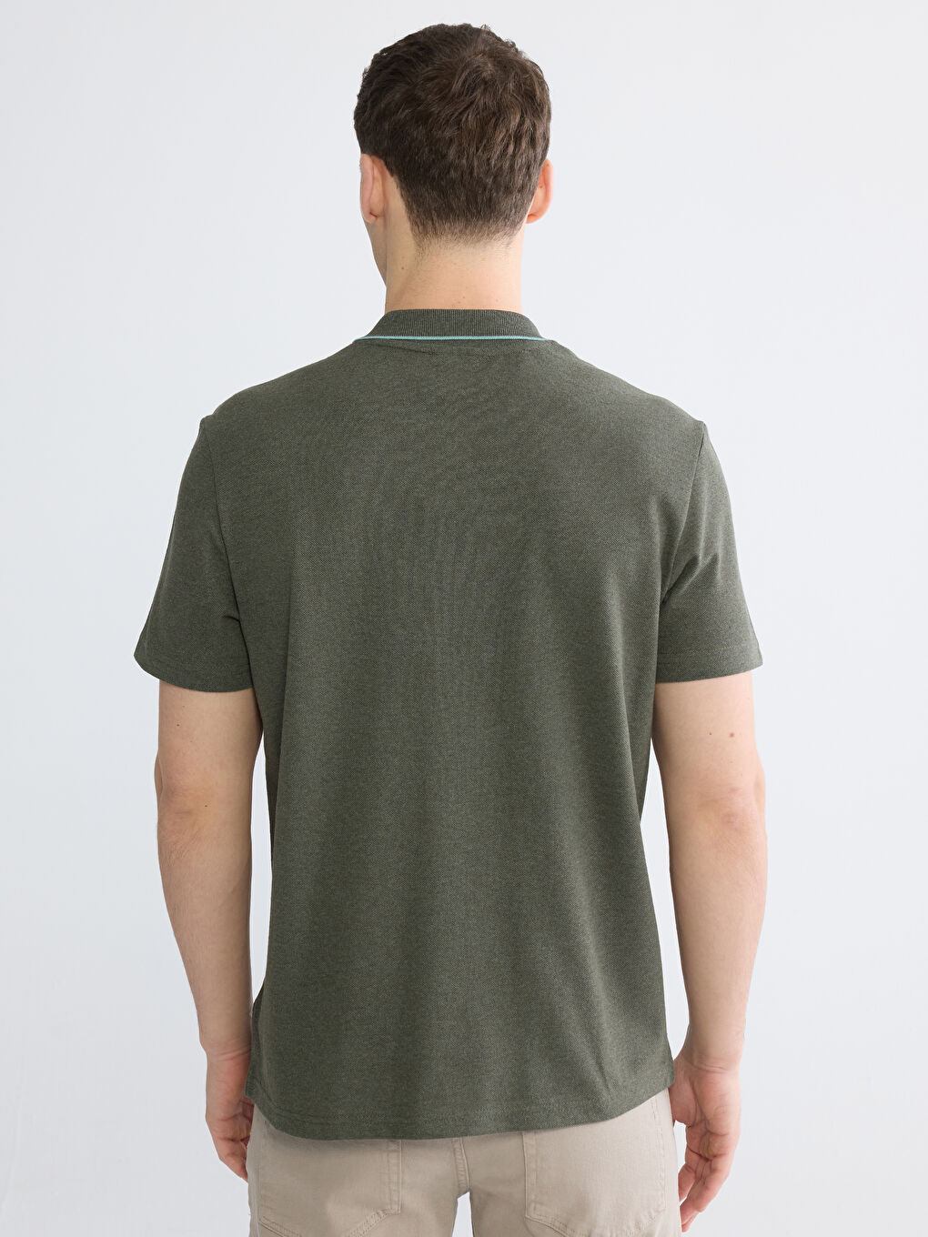 Haki Polo Yaka Pike Erkek Tişört-3