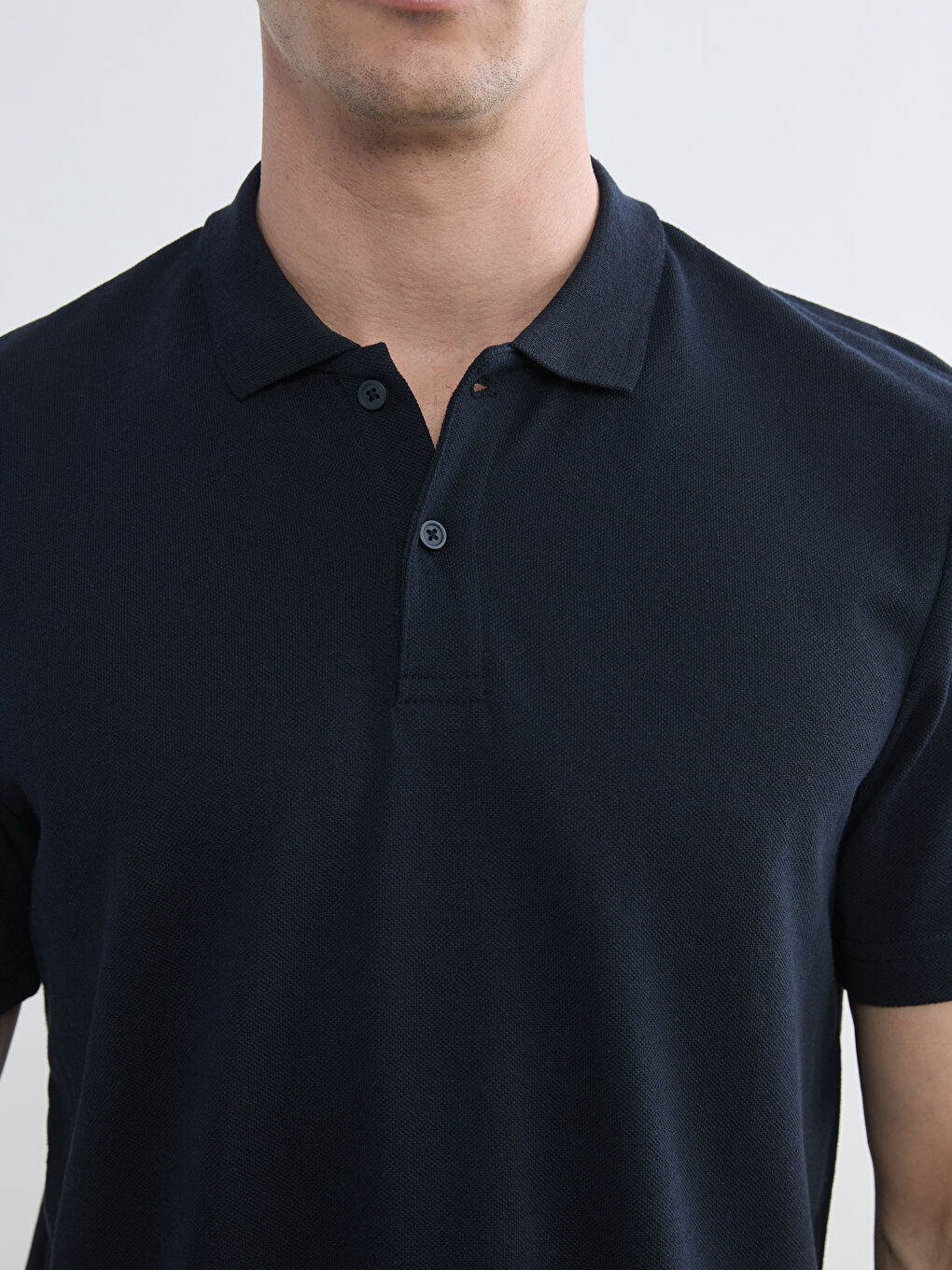 Lacivert Polo Yaka Pike Erkek Tişört-2