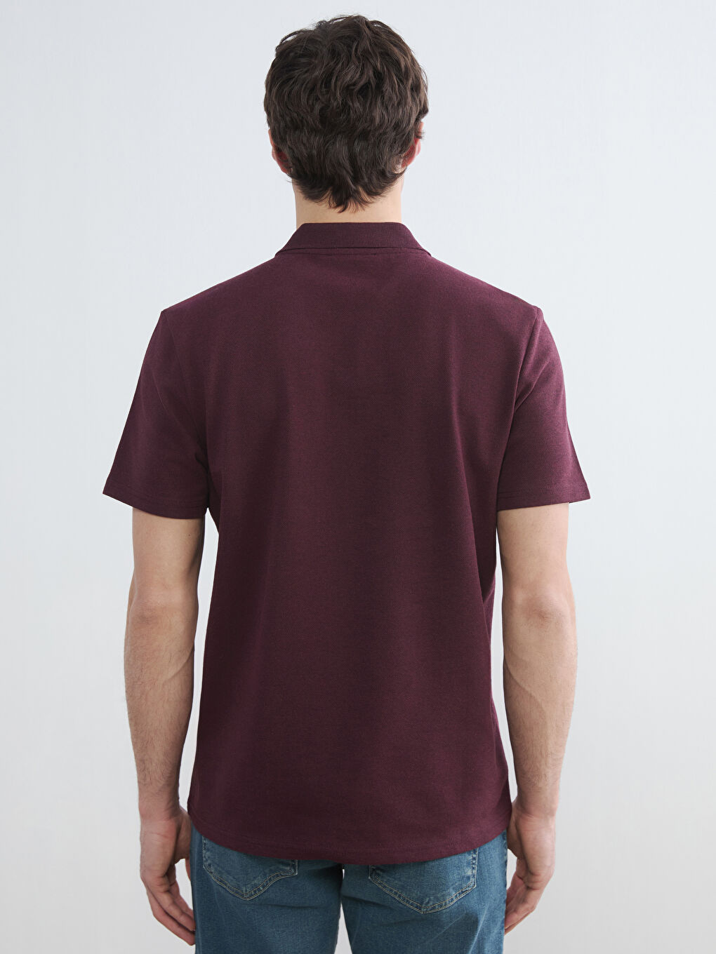Bordo Polo Yaka Pike Erkek Tişört-3