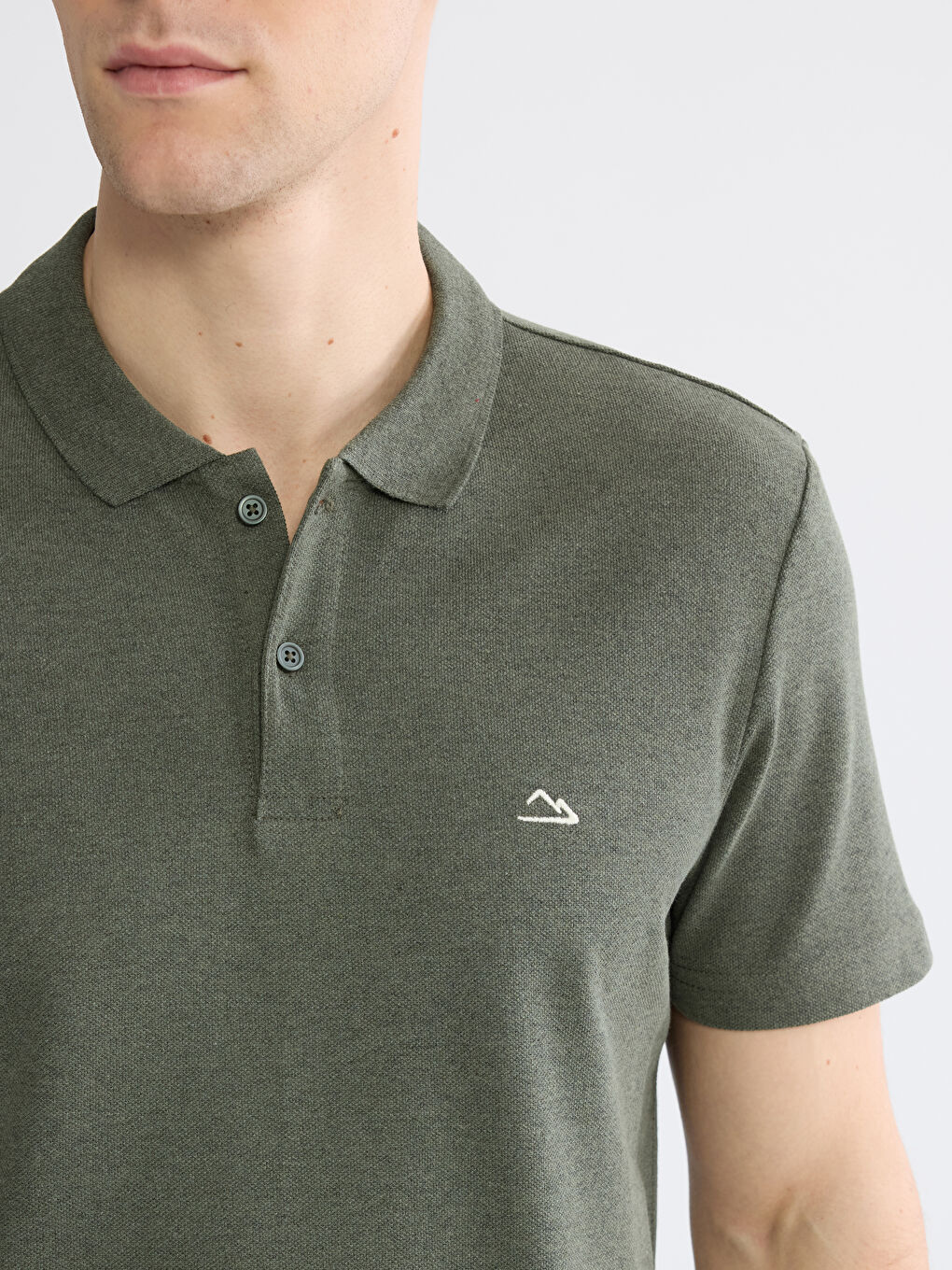 Haki Polo Yaka Pike Erkek Tişört-2