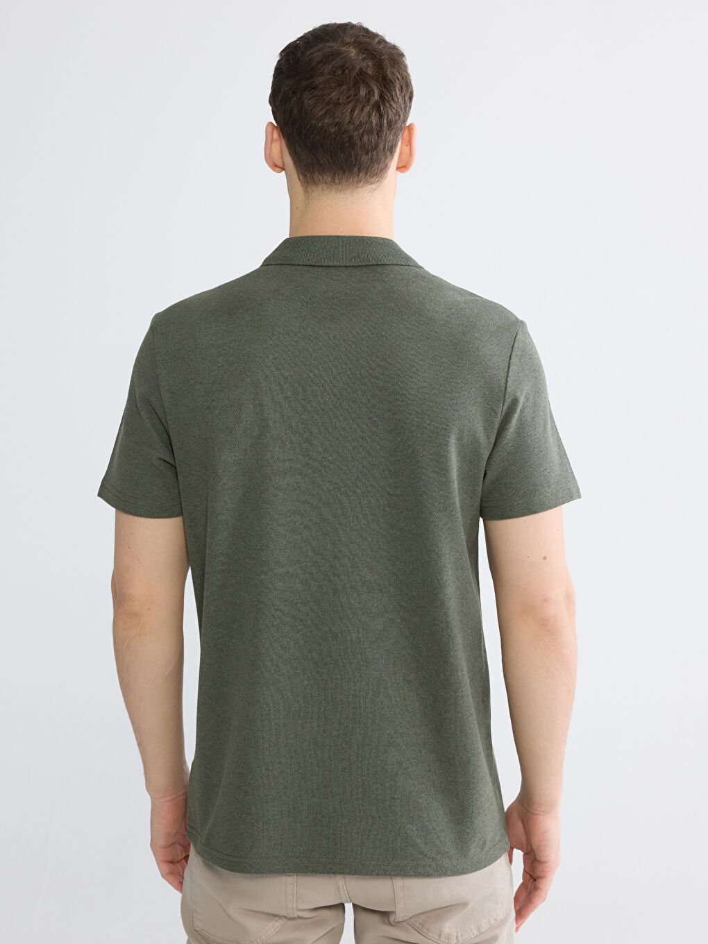 Haki Polo Yaka Pike Erkek Tişört-3