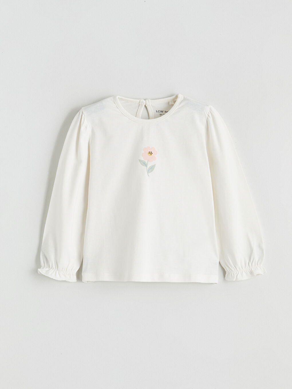 Ekru Çiçek Baskılı Kız Bebek Bluz ve Tayt-1