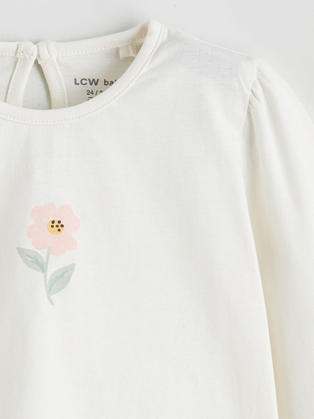 Ekru Çiçek Baskılı Kız Bebek Bluz ve Tayt-2