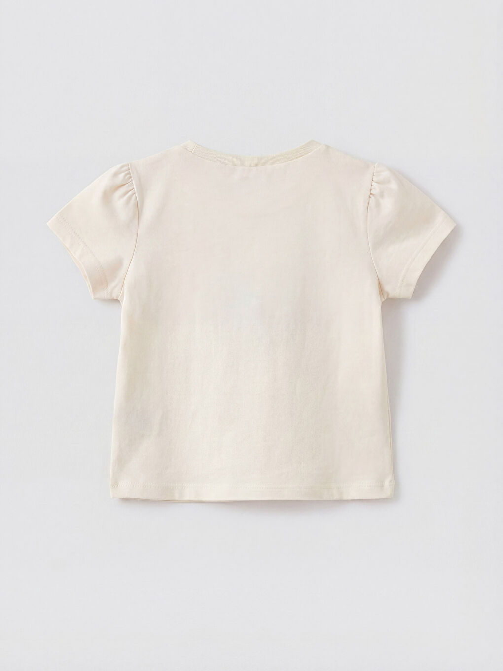 Ekru Çiçek Baskılı Kız Bebek Tişört ve Şort Takım-2