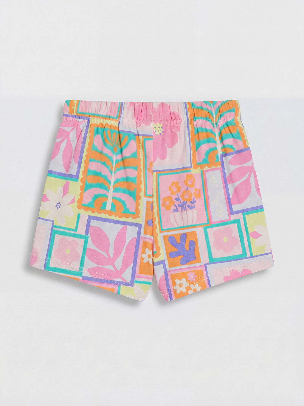 Ekru Çiçek Baskılı Kız Bebek Tişört ve Şort Takım-4