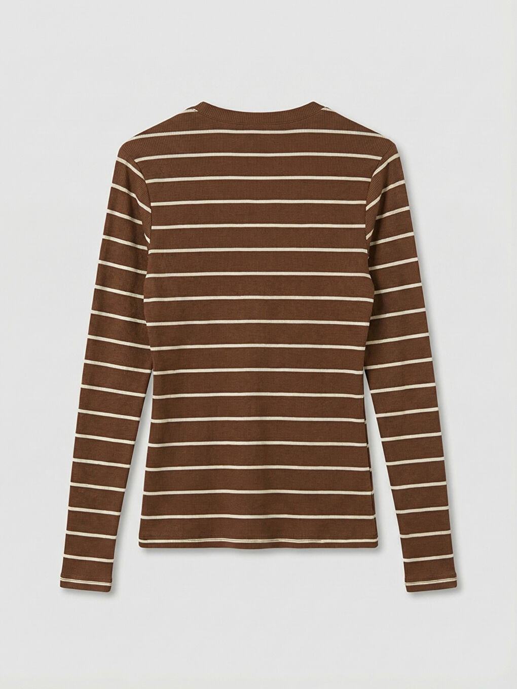 Kahverengi Bisiklet Yaka Çizgili Kadın Body-1