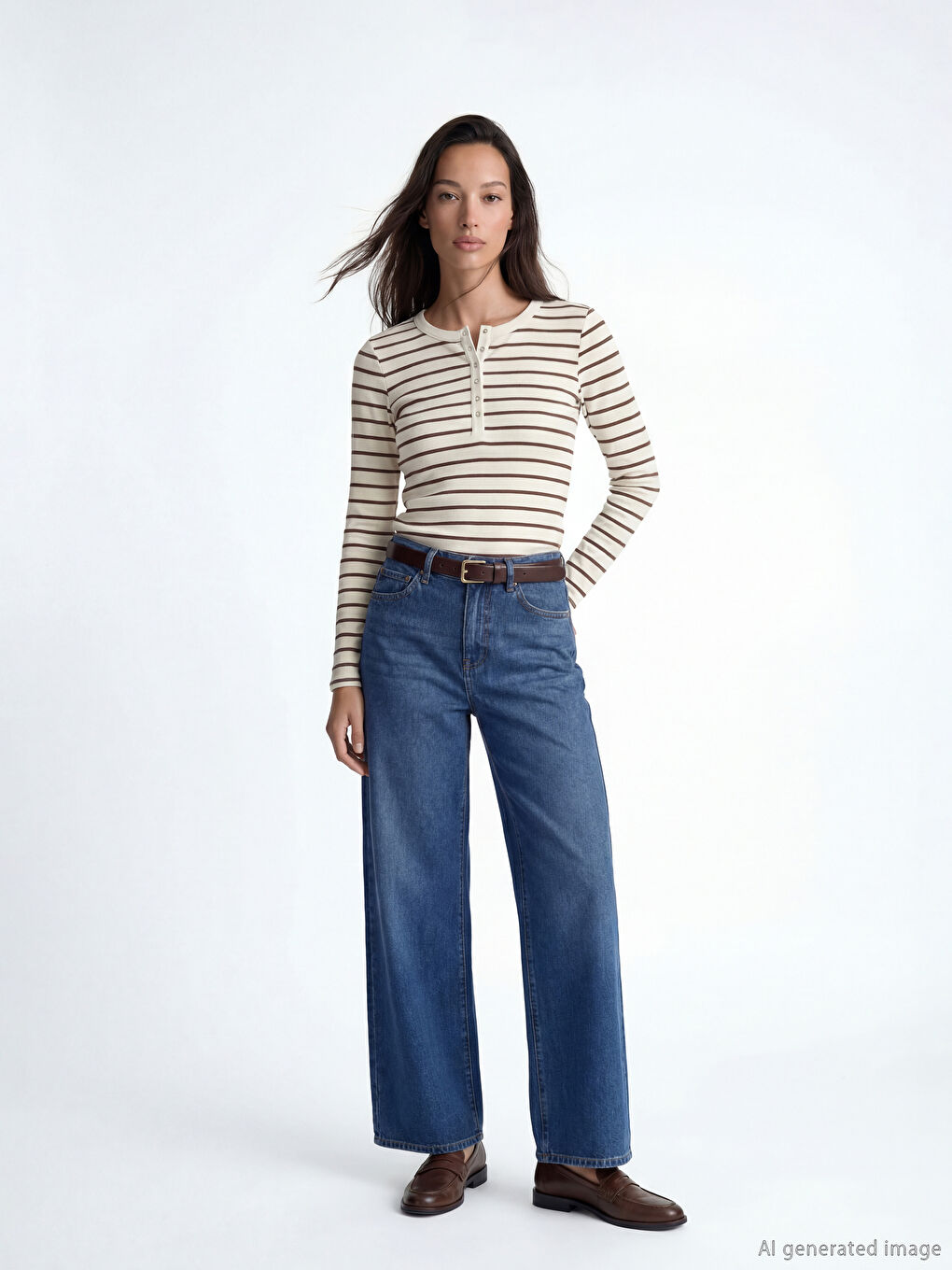 Crew Neck Striped Women's Body-1