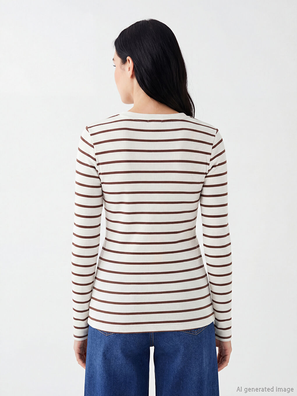 Crew Neck Striped Women's Body-3