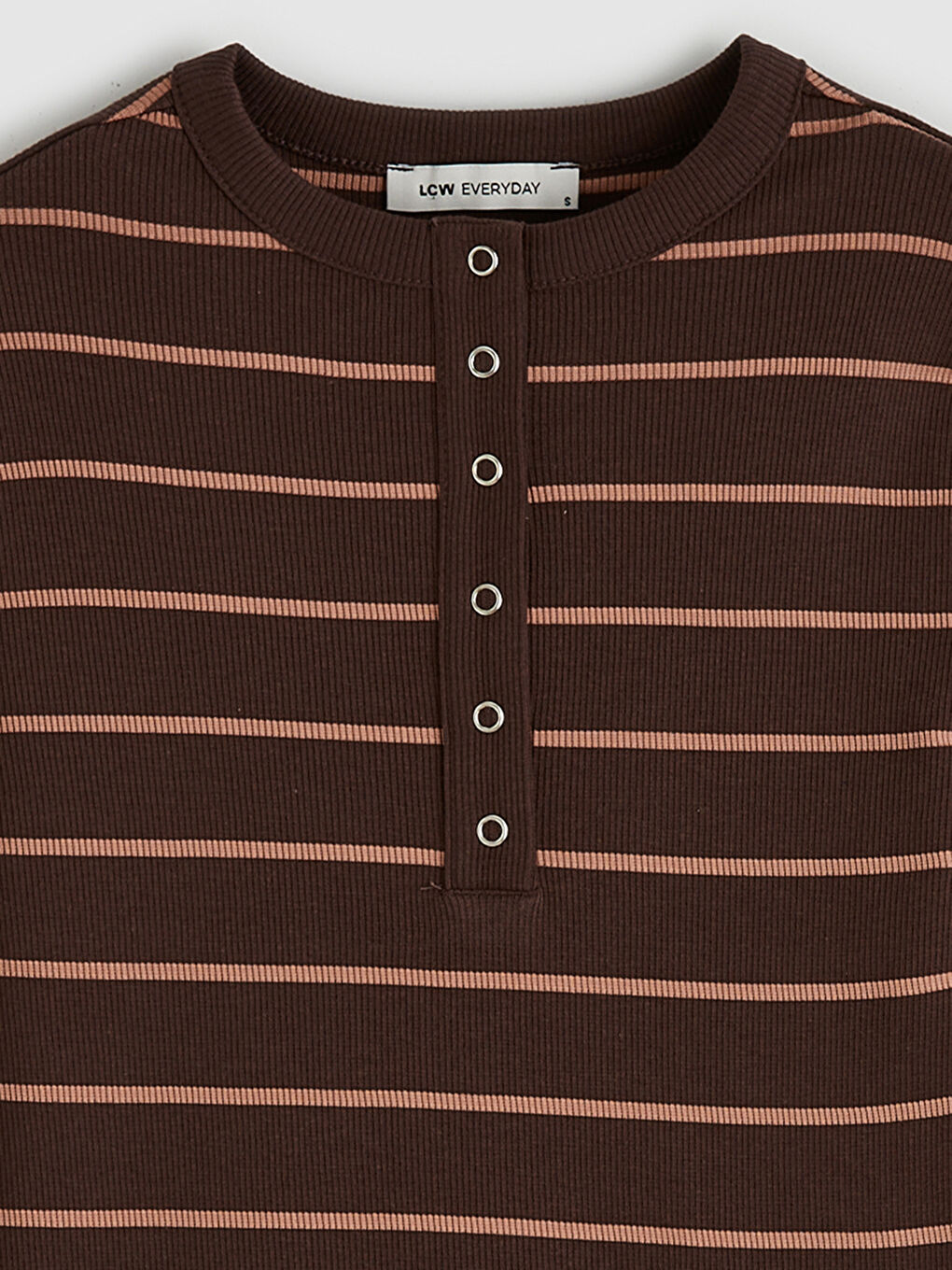 Kahverengi Bisiklet Yaka Çizgili Kadın Body-1