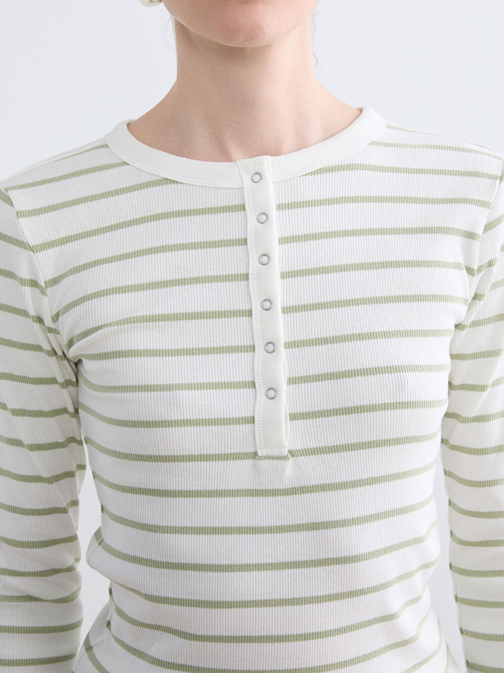 Striped crew neck bodysuit.-2