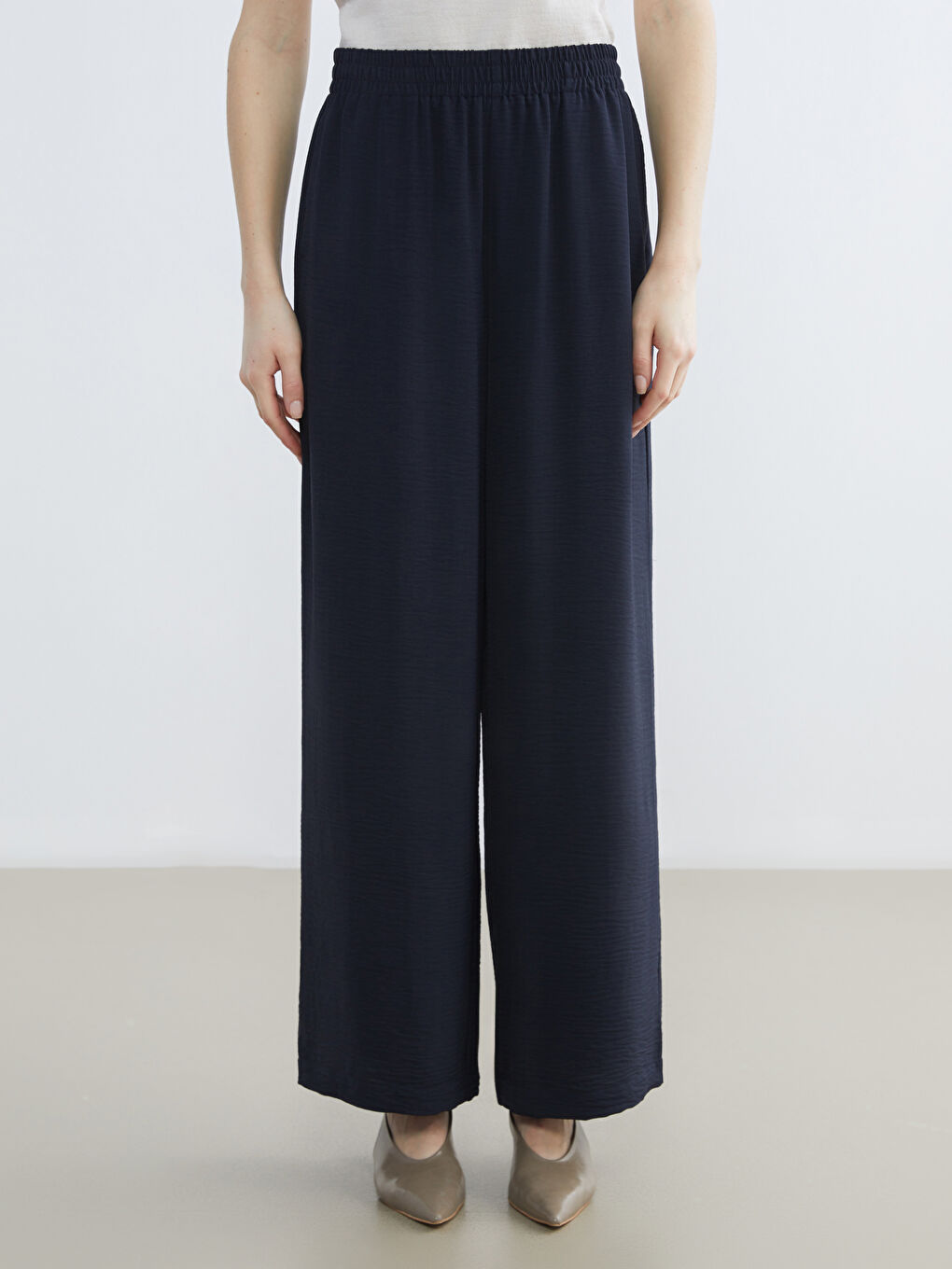 Elastic Waist Wide Leg Women's Trousers-1