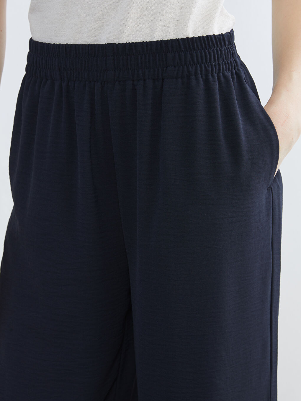 Elastic Waist Wide Leg Women's Trousers-2