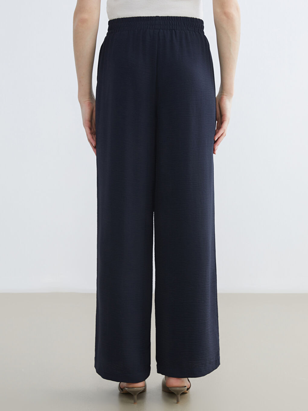 Elastic Waist Wide Leg Women's Trousers-3