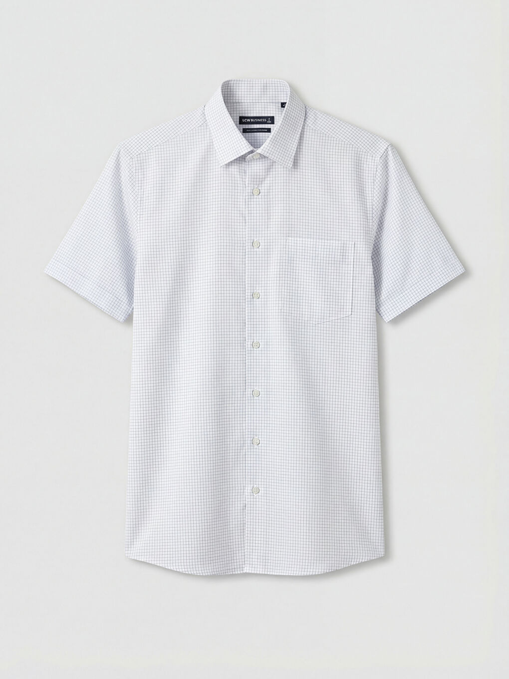 Beyaz Regular Fit Ekose Armürlü Erkek Gömlek