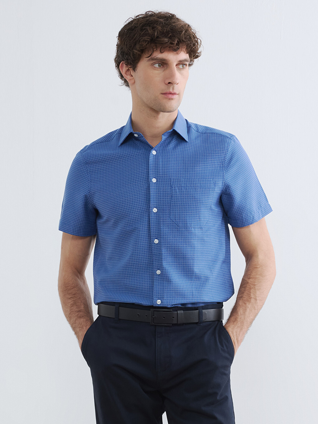 Regular Fit Plaid Dobby Men's Shirt