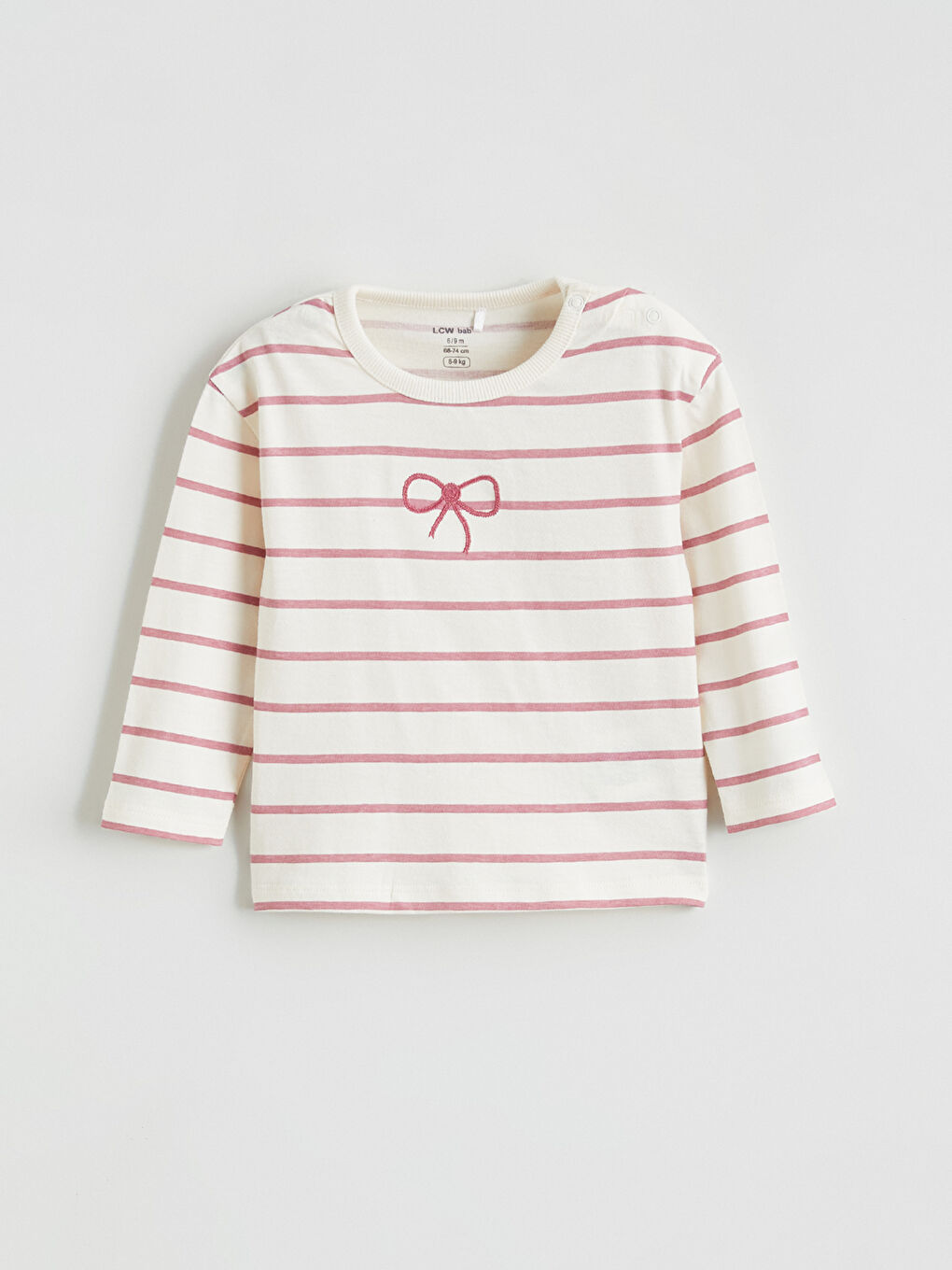 Ekru Kurdele Baskılı Kız Bebek Uzun Kollu Tişört