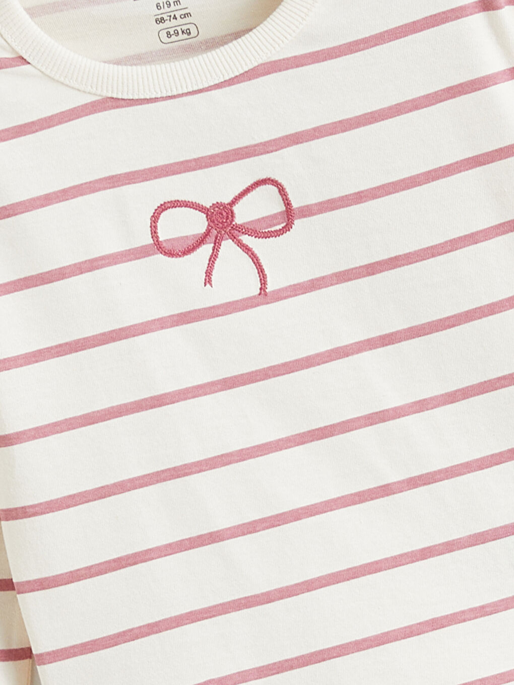 Ekru Kurdele Baskılı Kız Bebek Uzun Kollu Tişört-2